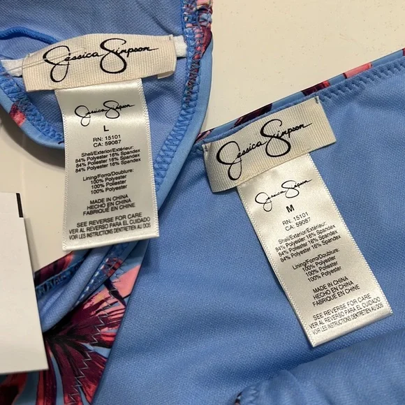 NWT Jessica Simpson Windy Palms Multi Lilac Bikini Top and Bottom M/L - Picture 11 of 11